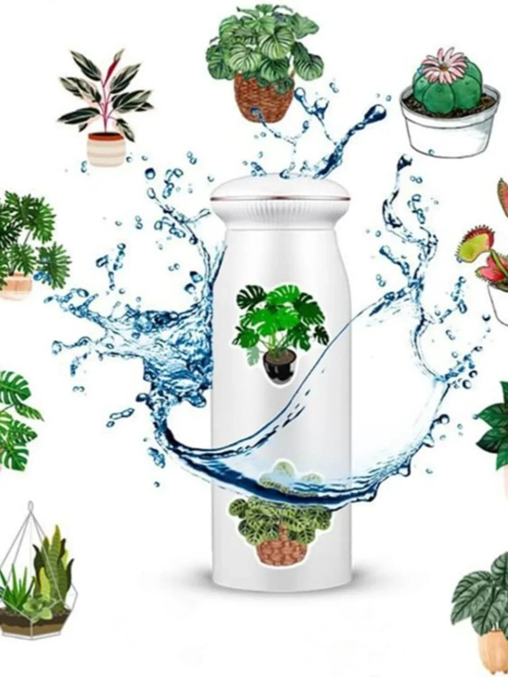 50 Pcs Green Plants Stickers Potted Plant Floral Sticker for Laptops Water Bottl